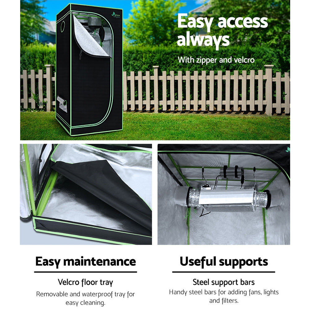 Greenhouses & Accessories: Green Fingers Grow Tent 70x70x160CM 1680D Hydroponics Kit Indoor Plant Room System