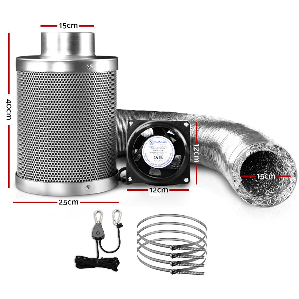 Greenhouses & Accessories: Green Fingers 6"Ventilation Kit Fan Hydroponics Grow Tent Kit Carbon Filter Duct,Green Fingers 6"Ventilation Kit Fan Hydroponics Grow Tent Kit Carbon Filter Duct