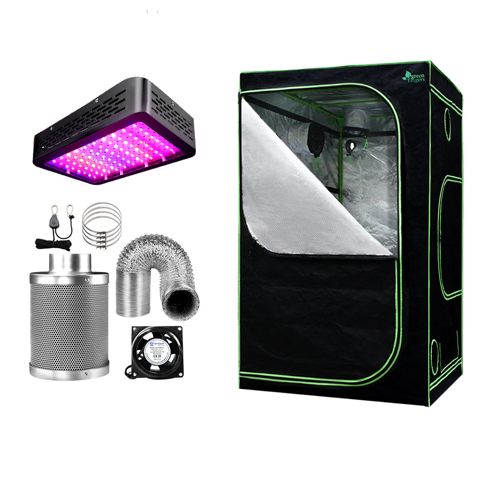 Greenhouses & Accessories: Green Fingers Grow Tent Light Kit 120x120x200CM 1000W LED 4" Vent Fan,Green Fingers Grow Tent Light Kit LED 1000W Full Spectrum 4" Vent 120x120x200CM