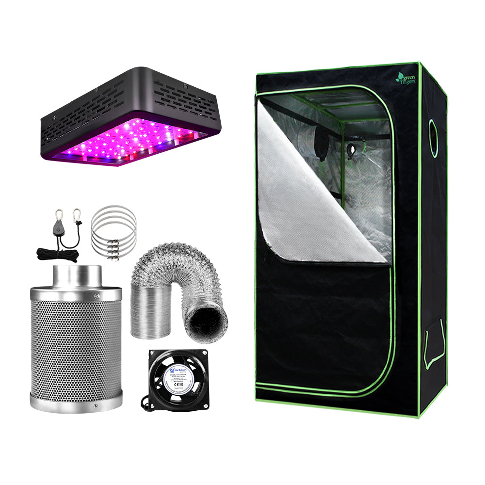 Greenhouses & Accessories: Green Fingers Grow Tent Light Kit 60x60x140CM 600W LED 4" Vent Fan,Green Fingers Grow Tent Light Kit LED 600W Full Spectrum 4" Vent 60x60x140CM