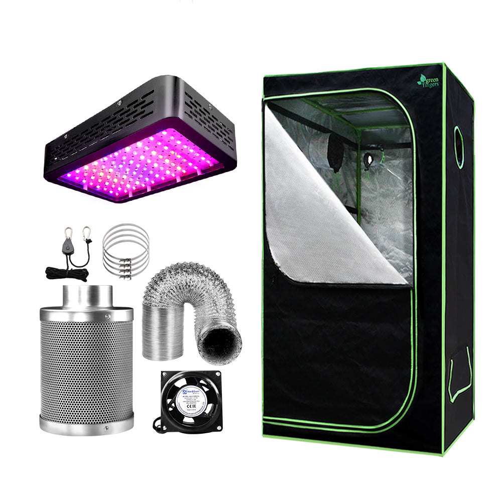 Greenhouses & Accessories: Green Fingers Grow Tent Light Kit 80x80x160CM 1000W LED 4" Vent Fan,Green Fingers Grow Tent Light Kit LED 1000W Full Spectrum 4" Vent 80x80x160CM