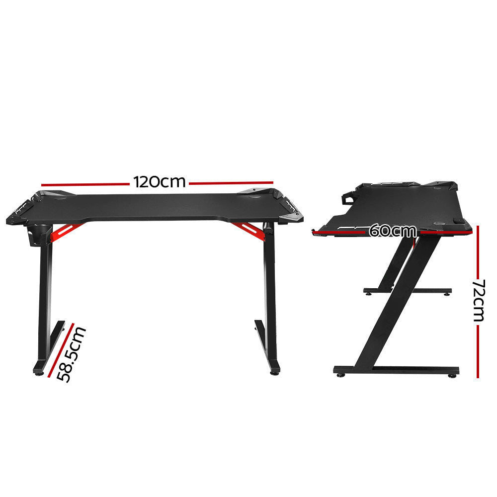 Desks: Artiss Gaming Desk Computer Desks LED Light 120CM
