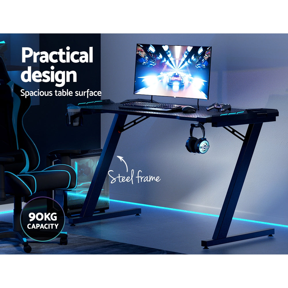 Desks: Artiss Gaming Desk Computer Desks LED Light 120CM