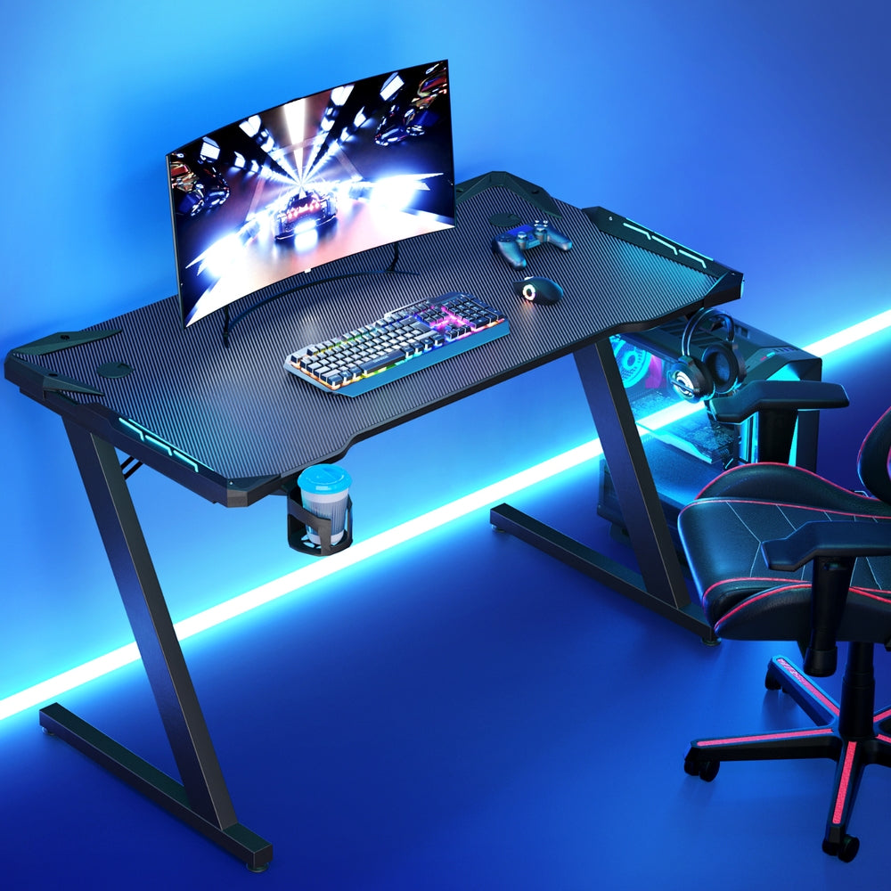 Desks: Artiss Gaming Desk Computer Desks LED Light 120CM
