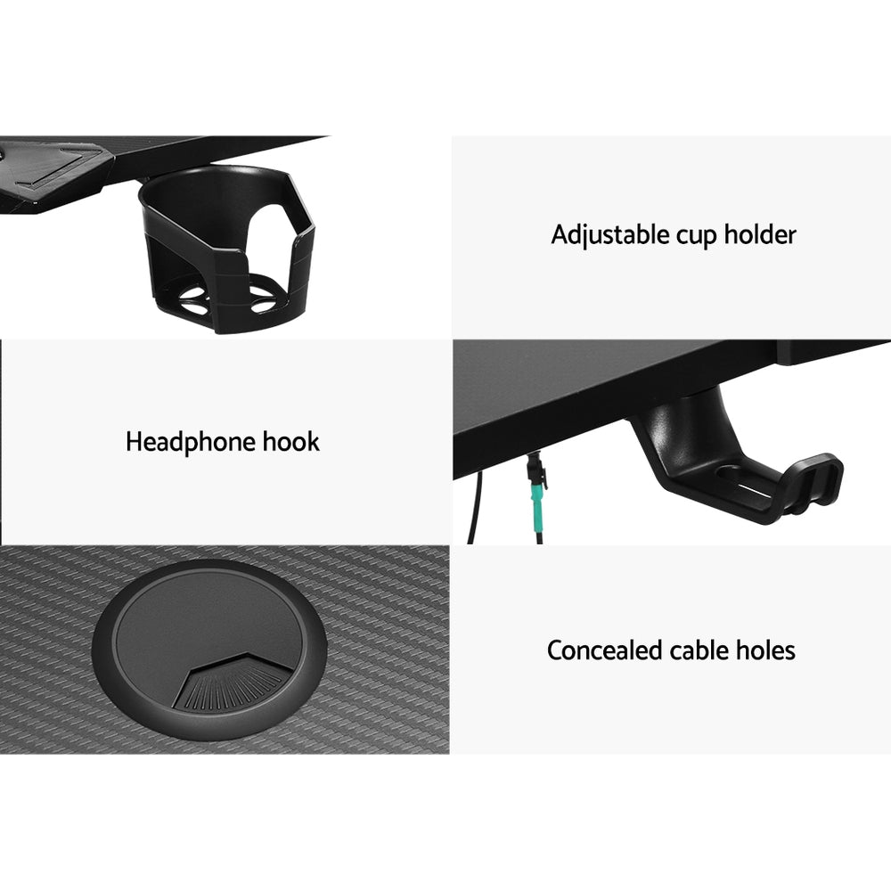 Desks: Artiss Gaming Desk Computer Desks LED Light 140CM