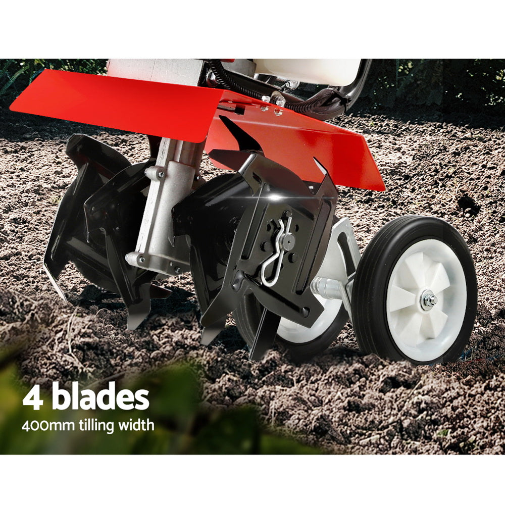 Outdoor Power Equipment: Giantz 63CC Tiller Garden Cultivator Rototiller 4 Blades Soil Plower Rotary Hoe