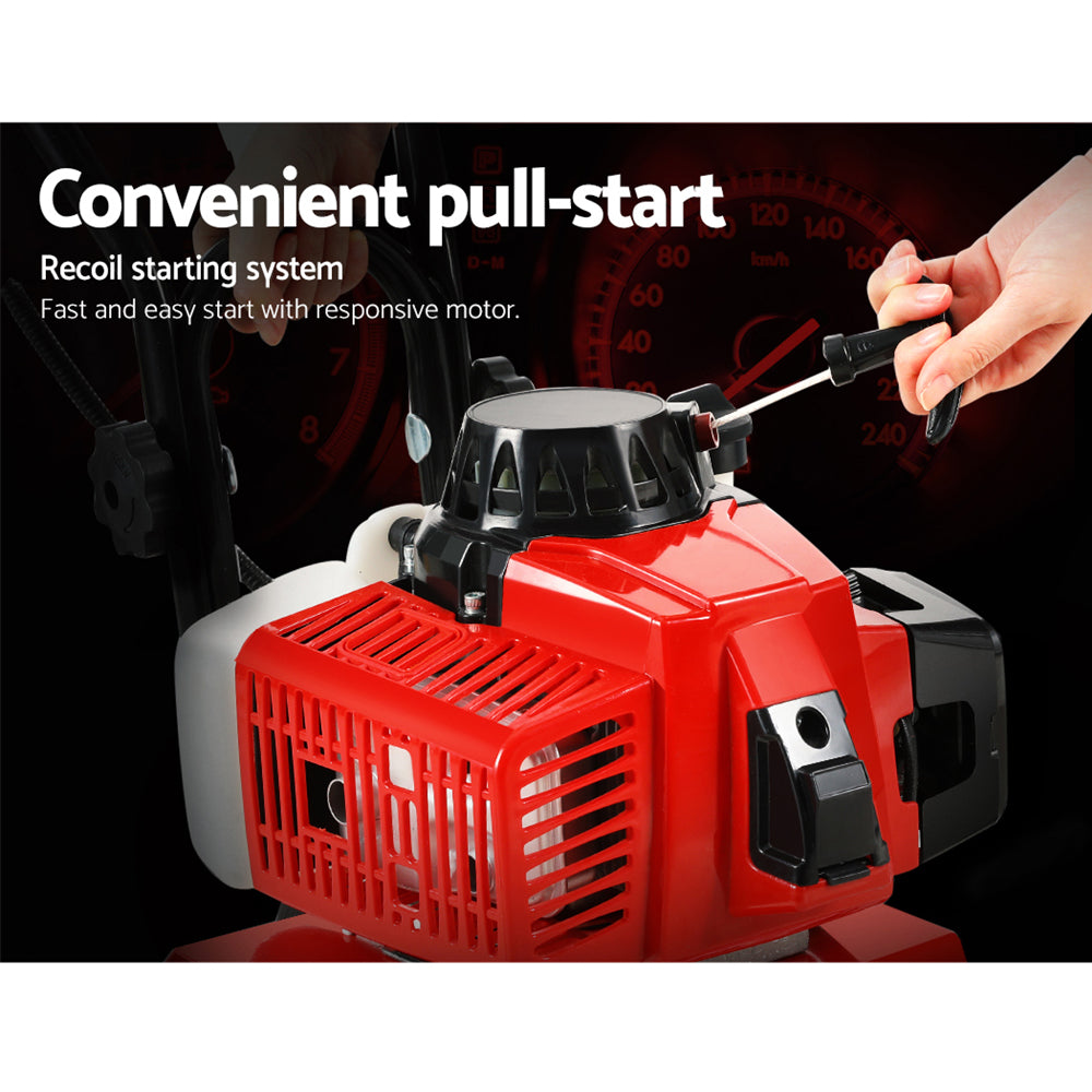Outdoor Power Equipment: Giantz 63CC Tiller Garden Cultivator Rototiller 4 Blades Soil Plower Rotary Hoe