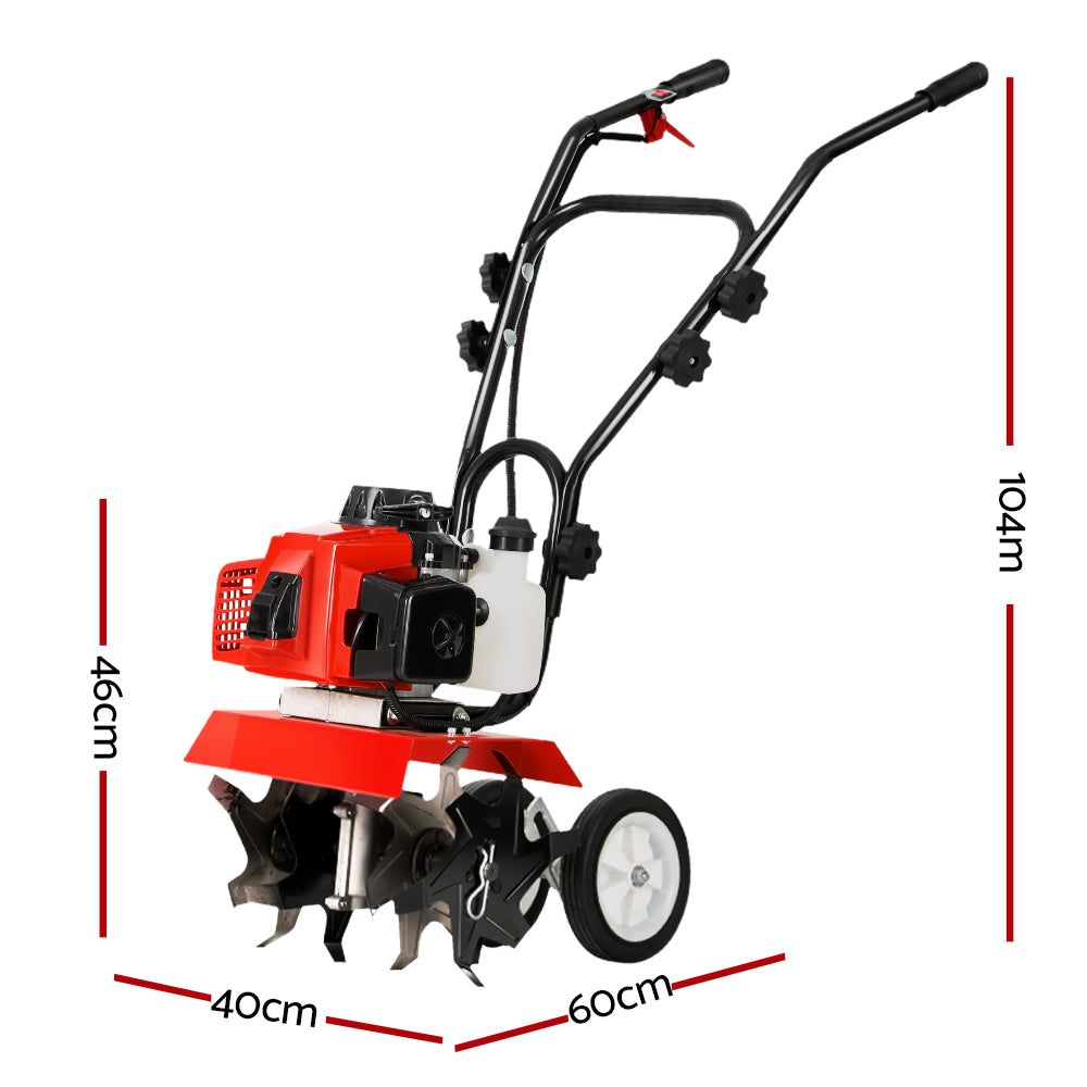 Outdoor Power Equipment: Giantz 63CC Tiller Garden Cultivator Rototiller 4 Blades Soil Plower Rotary Hoe