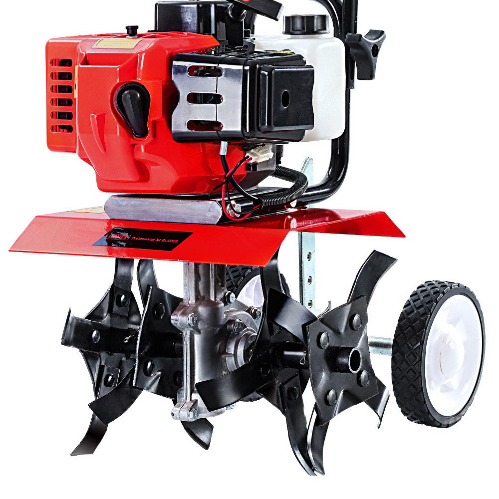 Outdoor Power Equipment: Giantz 65CC Tiller Rototiller Garden Cultivator 4 Blades Soil Power Rotary Hoe