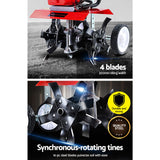 Outdoor Power Equipment: Giantz 65CC Tiller Rototiller Garden Cultivator 4 Blades Soil Power Rotary Hoe