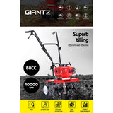 Outdoor Power Equipment: Giantz 65CC Tiller Rototiller Garden Cultivator 6 Blades Soil Power Rotary Hoe