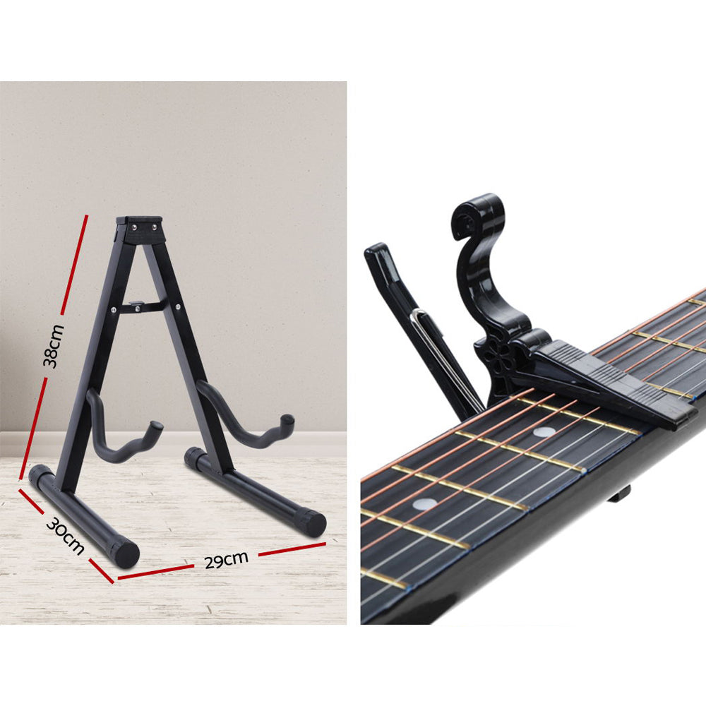 Guitars: Alpha 34 Inch Classical Guitar Wooden Body Nylon String w/ Stand Beignner Red
