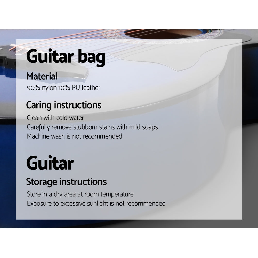 Guitars: Alpha 38 Inch Acoustic Guitar Wooden Body Steel String Full Size Cutaway Blue