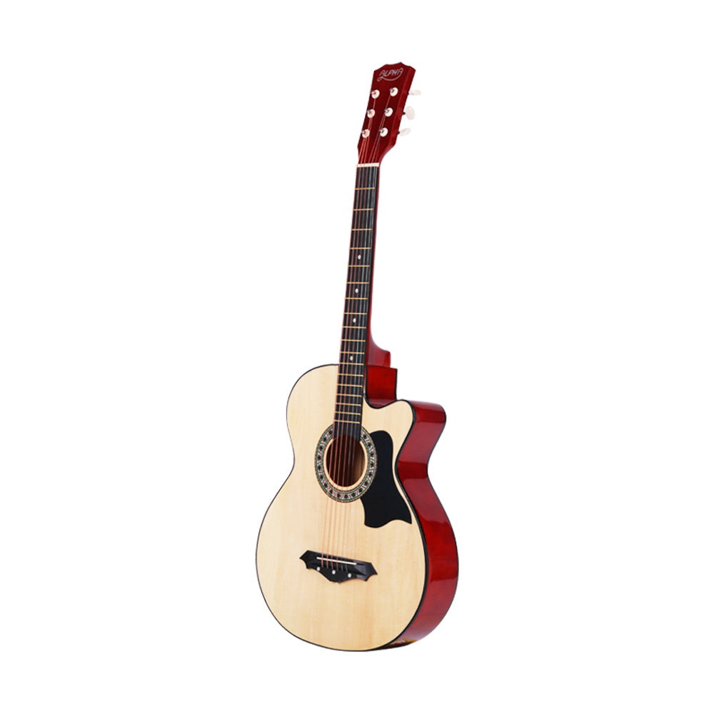 Guitars: Alpha 38 Inch Acoustic Guitar Wooden Body Steel String Full Size Cutaway Wood