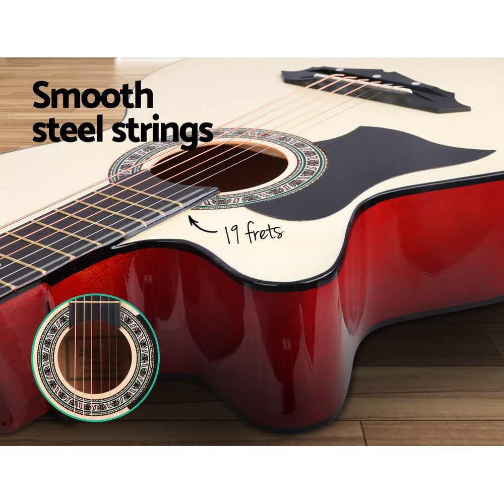 Guitars: Alpha 38 Inch Acoustic Guitar Wooden Body Steel String Full Size Left Handed