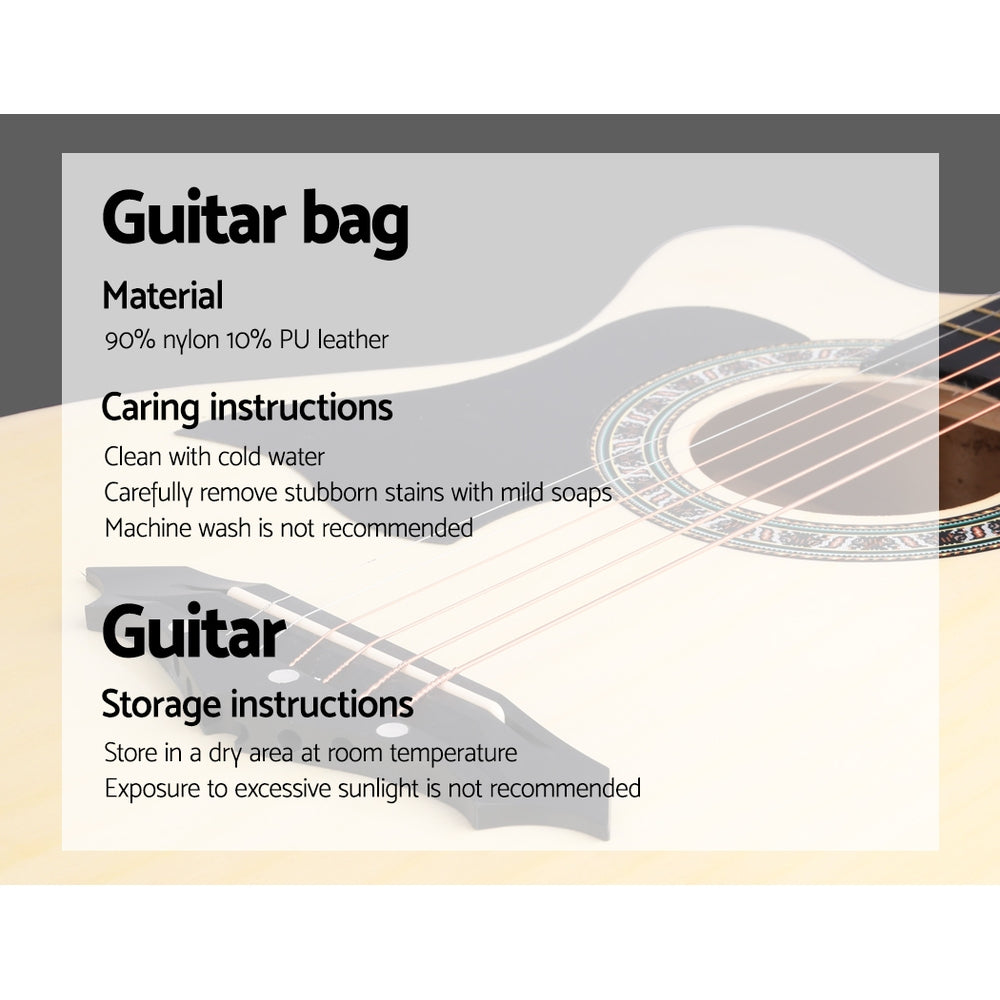 Guitars: Alpha 38 Inch Acoustic Guitar Wooden Body Steel String Full Size Left Handed
