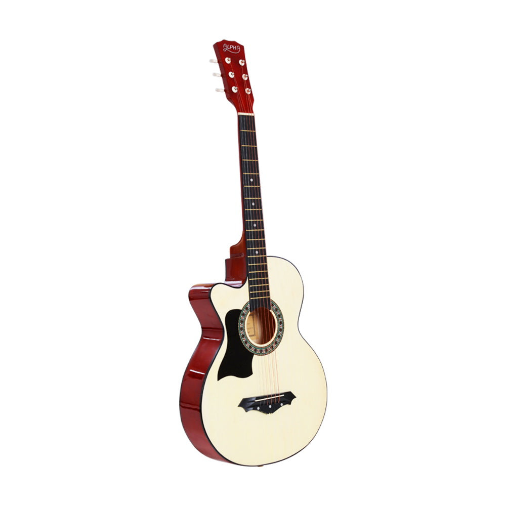 Guitars: Alpha 38 Inch Acoustic Guitar Wooden Body Steel String w/ Stand Left Handed