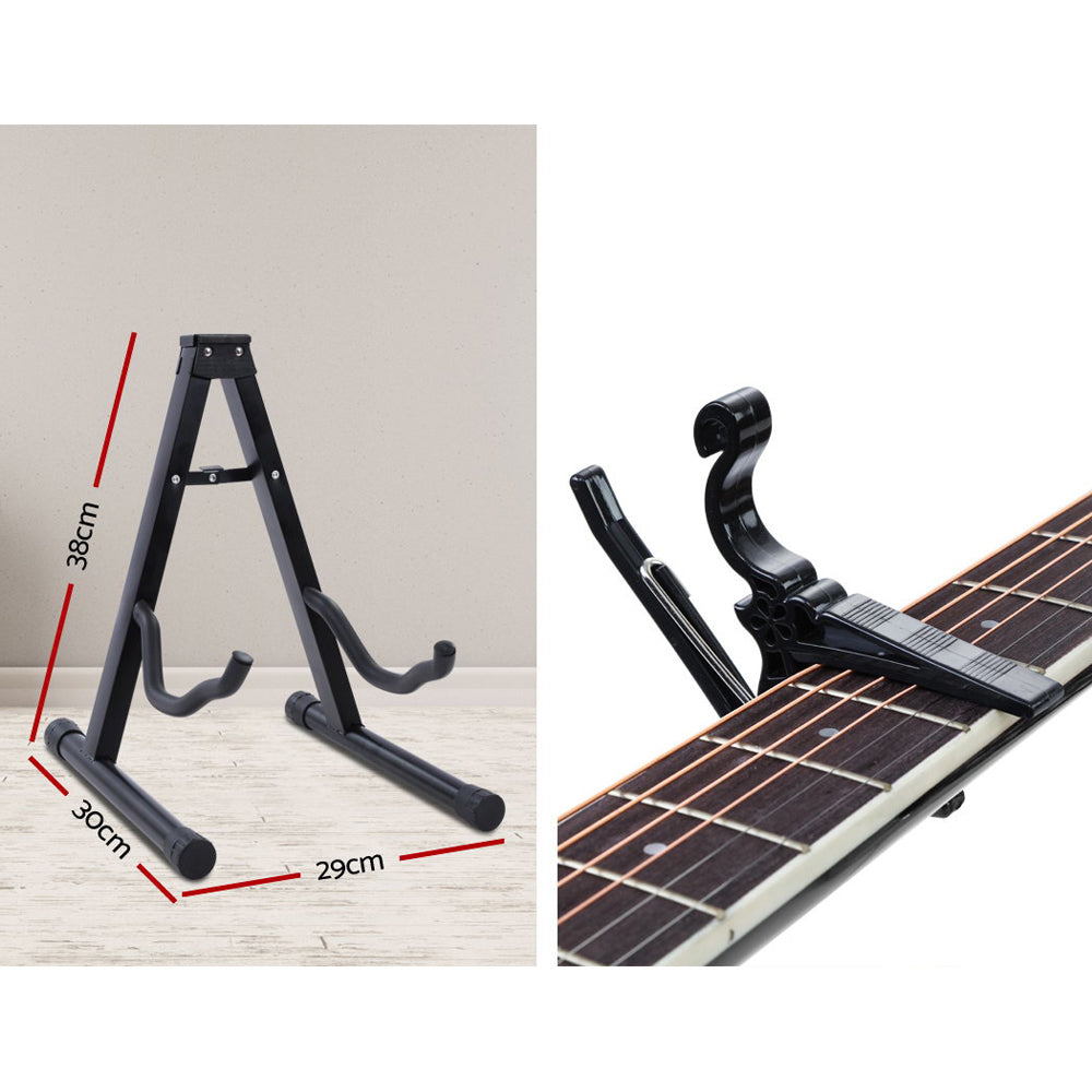 Guitars: Alpha 41 Inch Acoustic Guitar Wooden Body Steel String Dreadnought Stand Wood