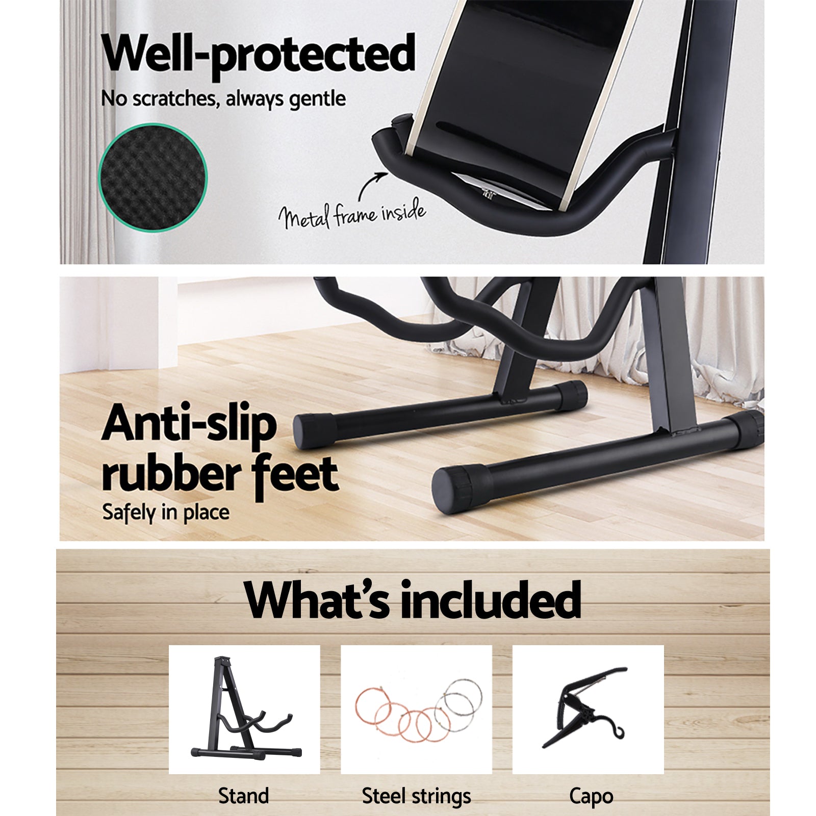 Bicycle Stands & Storage: Alpha Guitar Stand Folding Portable Floor Rack Holder