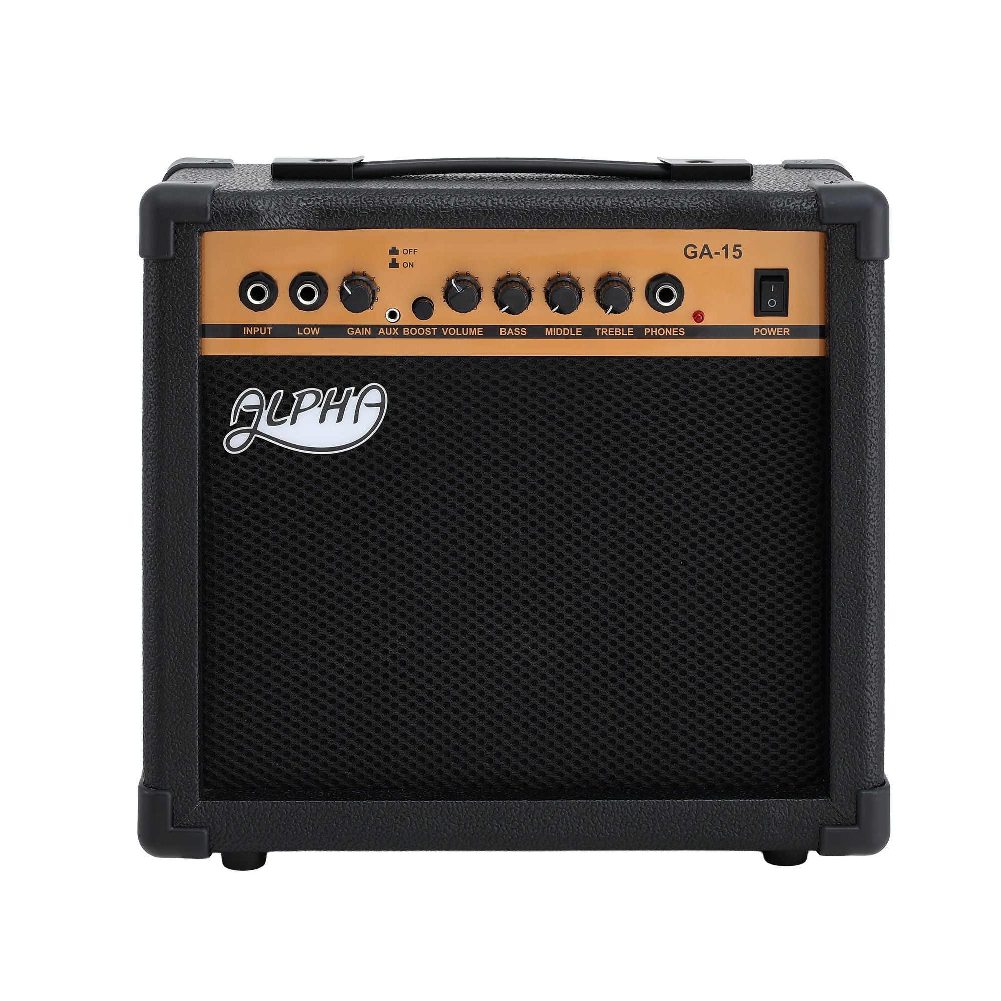 Alpha 20W Guitar Amplifier Portable Practice Amp Overdrive 3-Band EQ Black