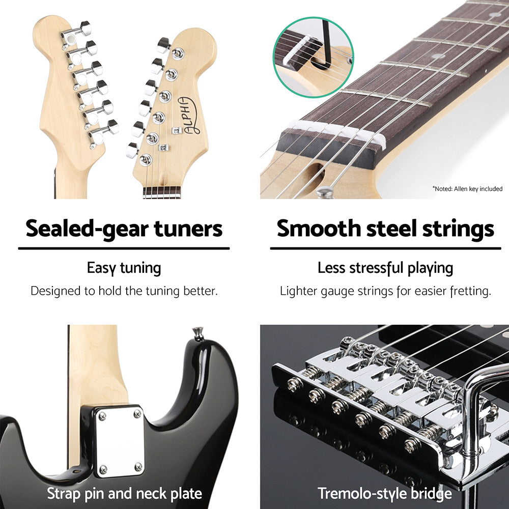 Guitars: Alpha Electric Guitar Music String Instrument 20W Amplifier Black