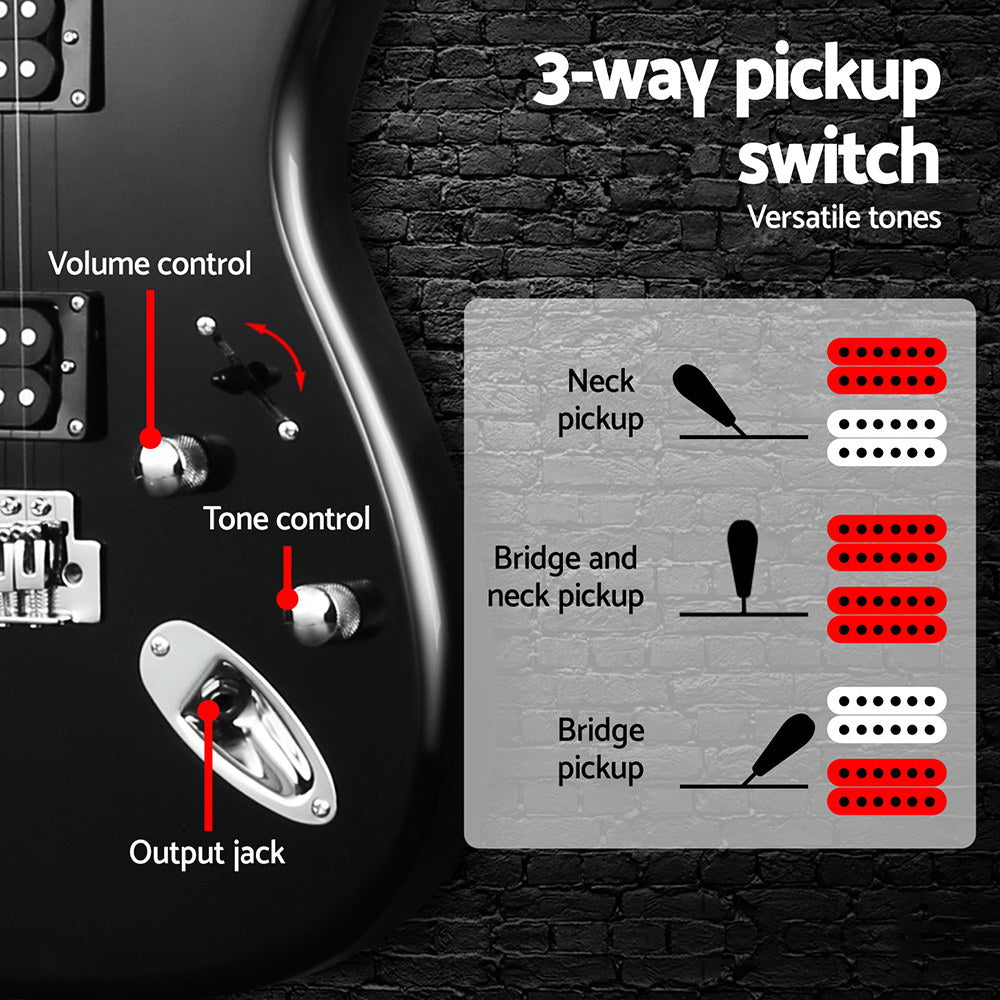 Guitars: Alpha Electric Guitar Music String Instrument 20W Amplifier Black
