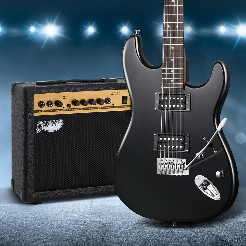 Guitars: Alpha Electric Guitar Music String Instrument 20W Amplifier Black