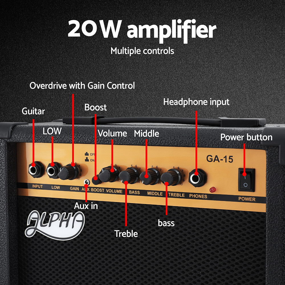 Guitars: Alpha Electric Guitar Music String Instrument 20W Amplifier