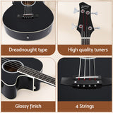 Alpha 43" Acoustic Bass Guitar Black 4-Band EQ