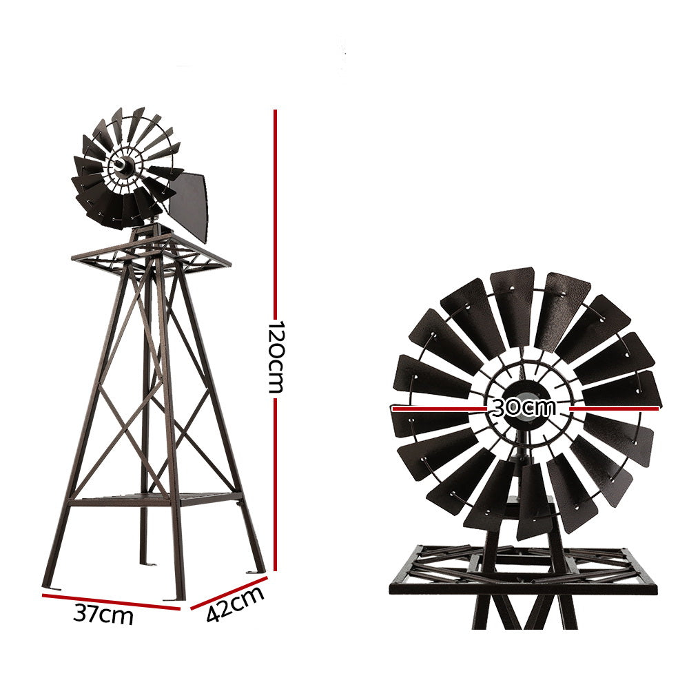 Garden Ornaments: Garden Windmill 120cm Metal Ornaments Outdoor Decor Ornamental Wind Mill