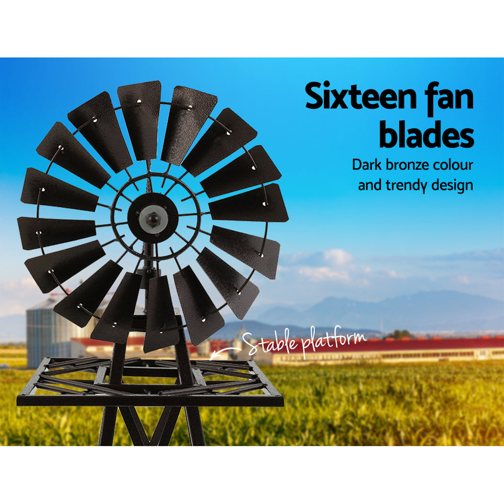 Garden Ornaments: Garden Windmill 160cm Metal Ornaments Outdoor Decor Ornamental Wind Mill