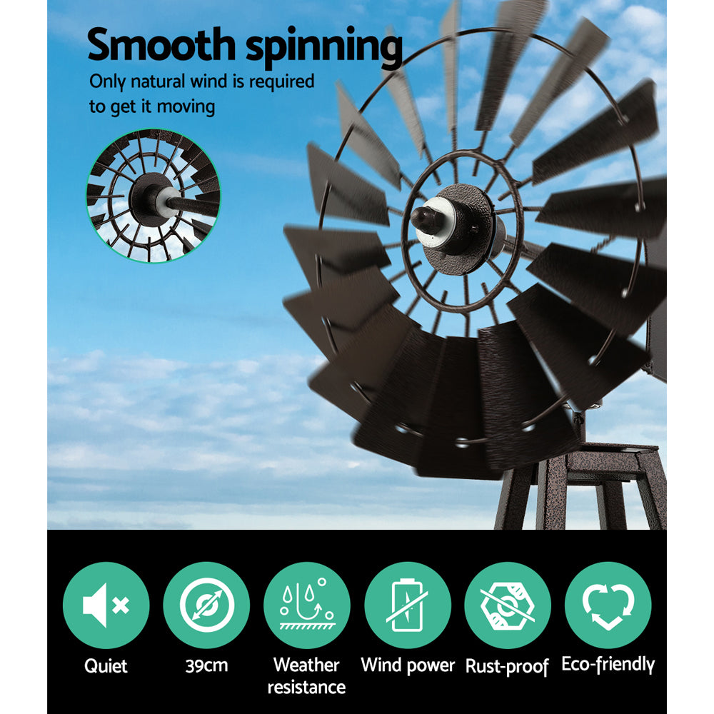 Garden Ornaments: Garden Windmill 160cm Metal Ornaments Outdoor Decor Ornamental Wind Mill