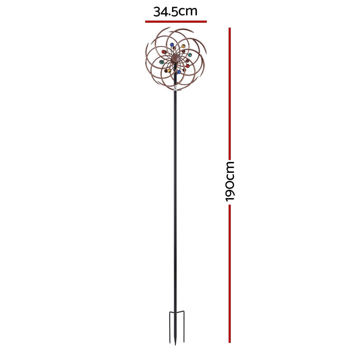 Gardeon Garden Windmill Metal Wind Spinner Double Layer 190cm Bronze