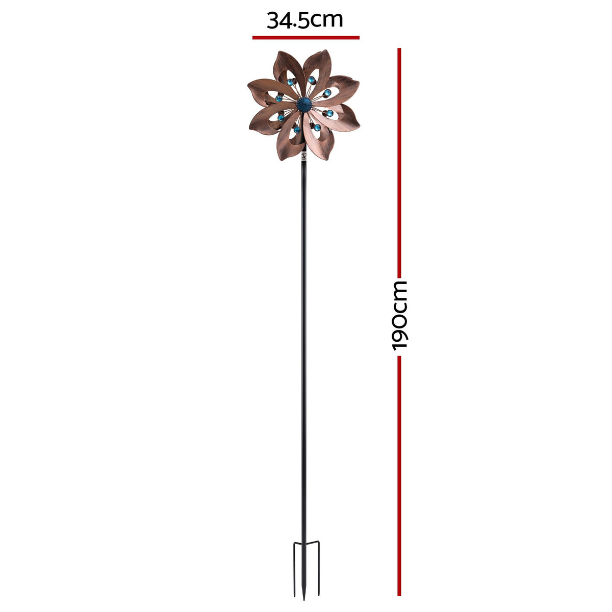 Gardeon Garden Windmill Double Layer Metal Wind Spinner 190cm Bronze