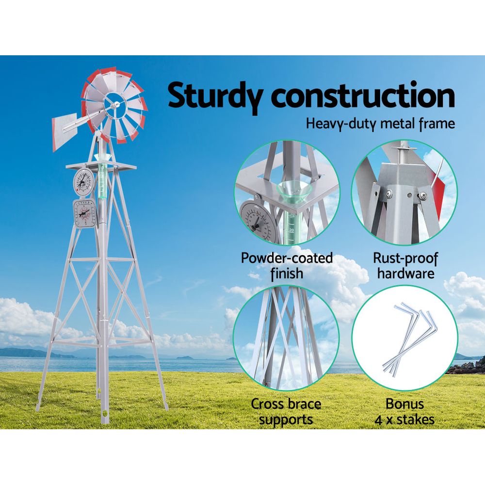 Garden Ornaments: Garden Windmill 4FT 146cm Metal Ornaments Outdoor Decor Ornamental Wind Will