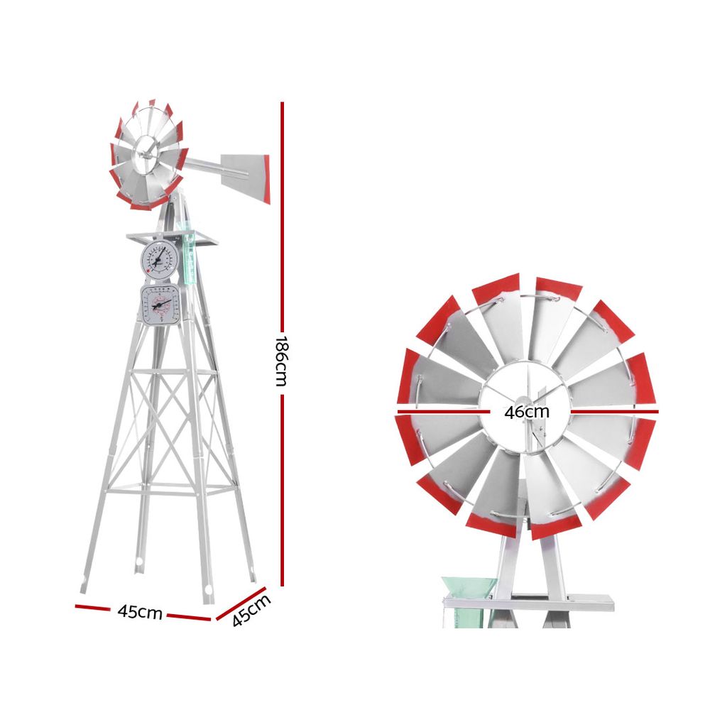 Garden Ornaments: Garden Windmill 6FT 186cm Metal Ornaments Outdoor Decor Ornamental Wind Will