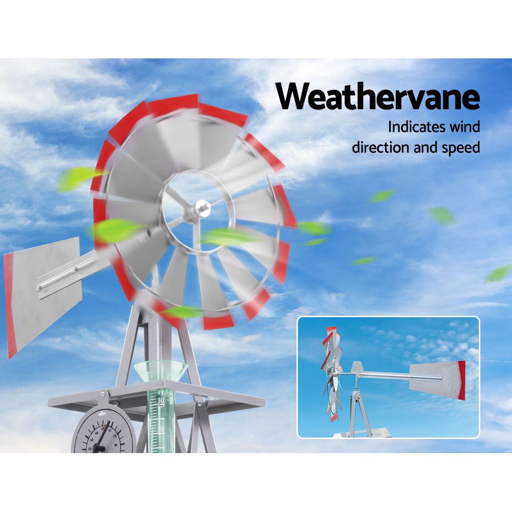 Garden Ornaments: Garden Windmill 6FT 186cm Metal Ornaments Outdoor Decor Ornamental Wind Will