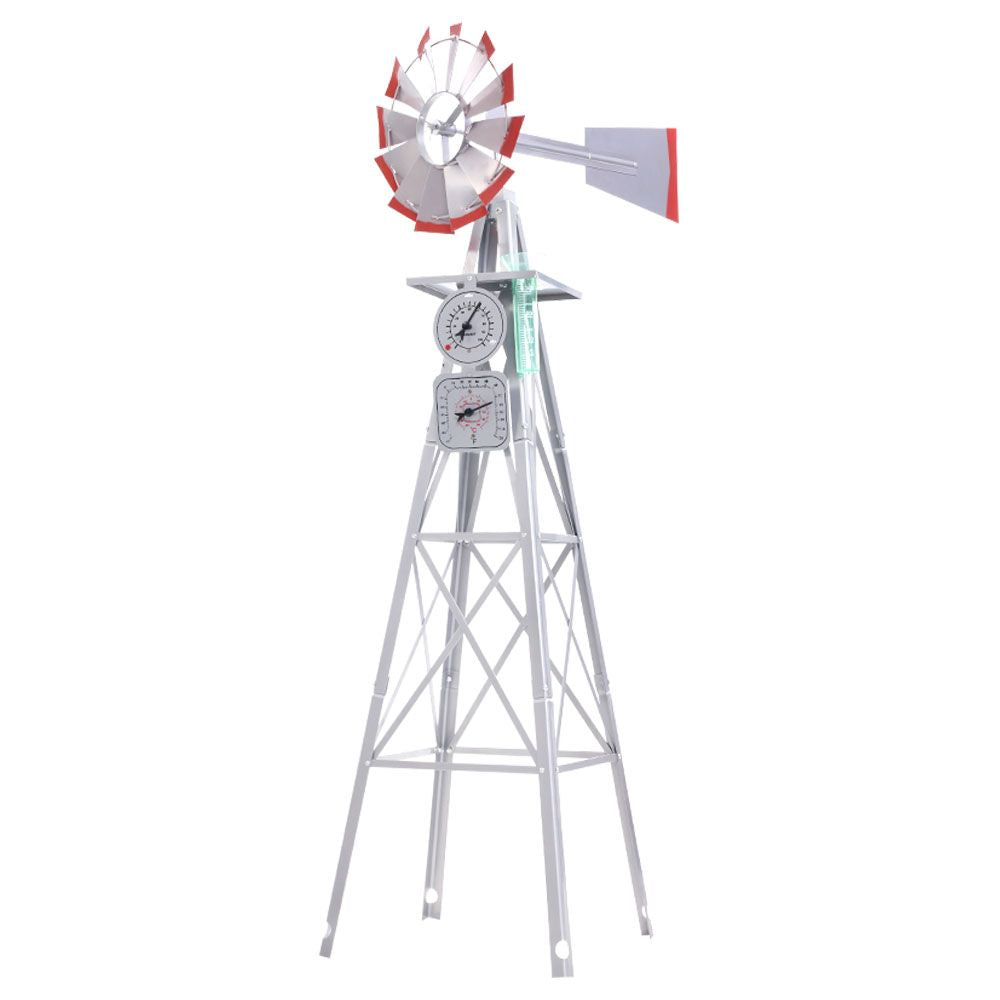 Garden Ornaments: Garden Windmill 8FT 245cm Metal Ornaments Outdoor Decor Ornamental Wind Will