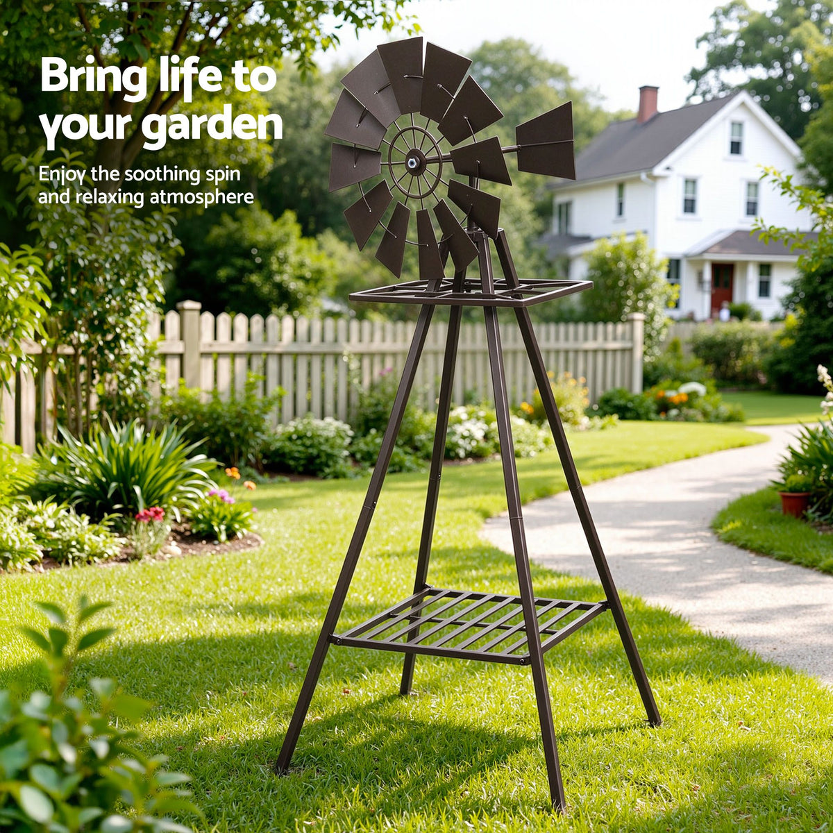Gardeon Garden Windmill Metal Outdoor Yard Decor 160cm Bronze