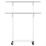 Artiss Clothes Rack Double Rod Airer Rail Coat Stand Adjustable Hanger