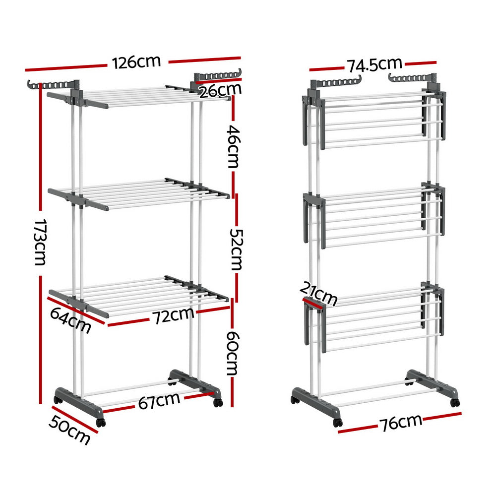 Clothing & Wardrobe Storage: Artiss Clothes Airer Drying Rack 173cm Coat Hanger Foldable