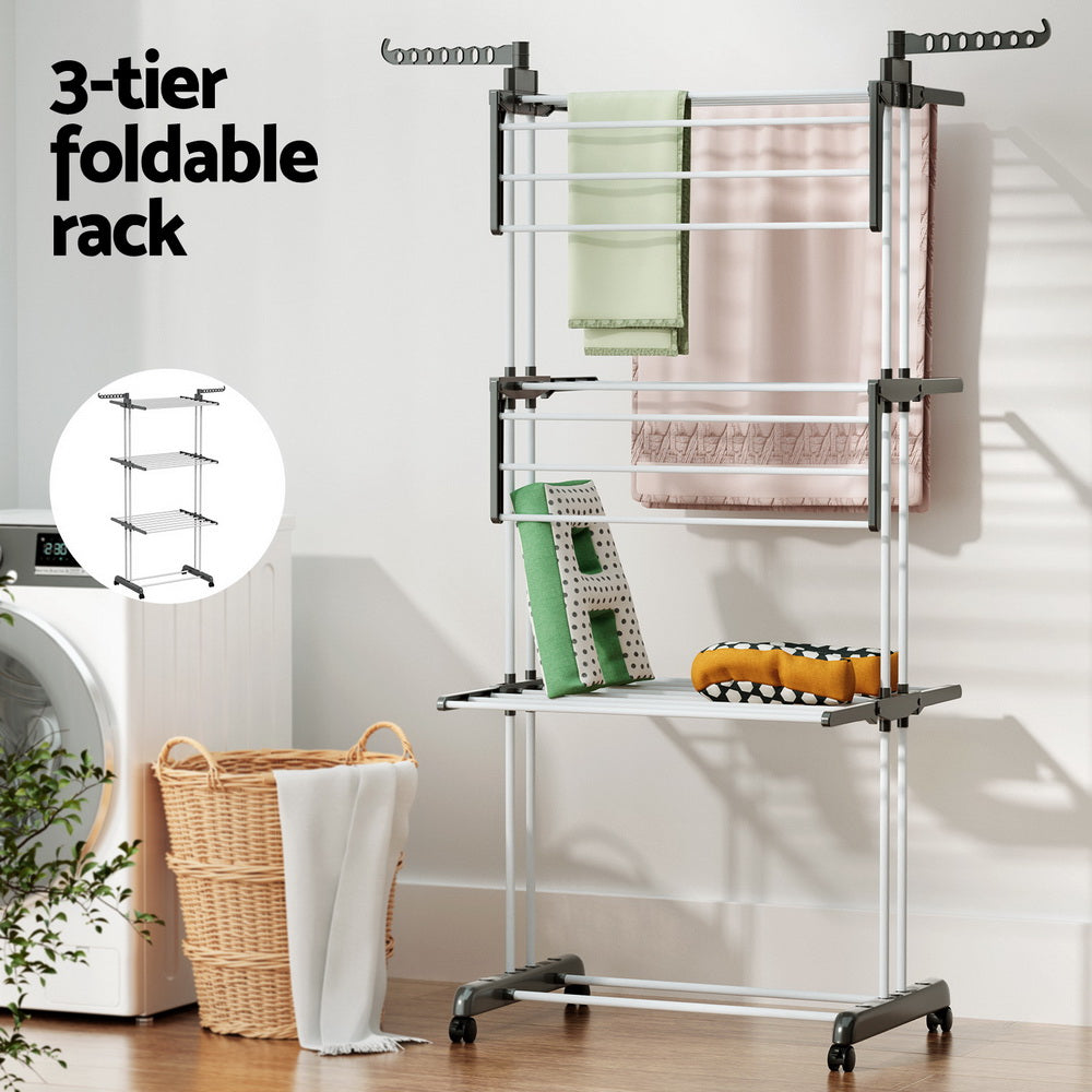 Clothing & Wardrobe Storage: Artiss Clothes Airer Drying Rack 173cm Coat Hanger Foldable