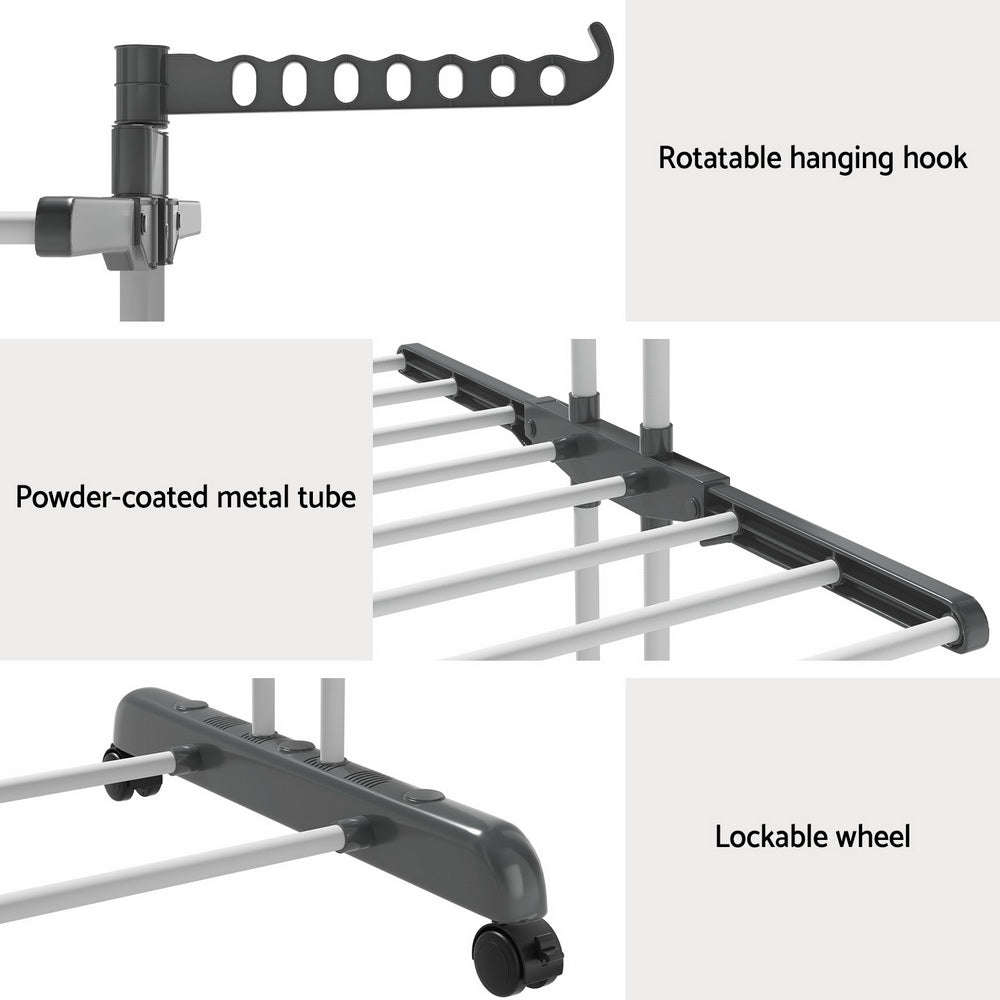 Clothing & Wardrobe Storage: Artiss Clothes Airer Drying Rack 173cm Coat Hanger Foldable