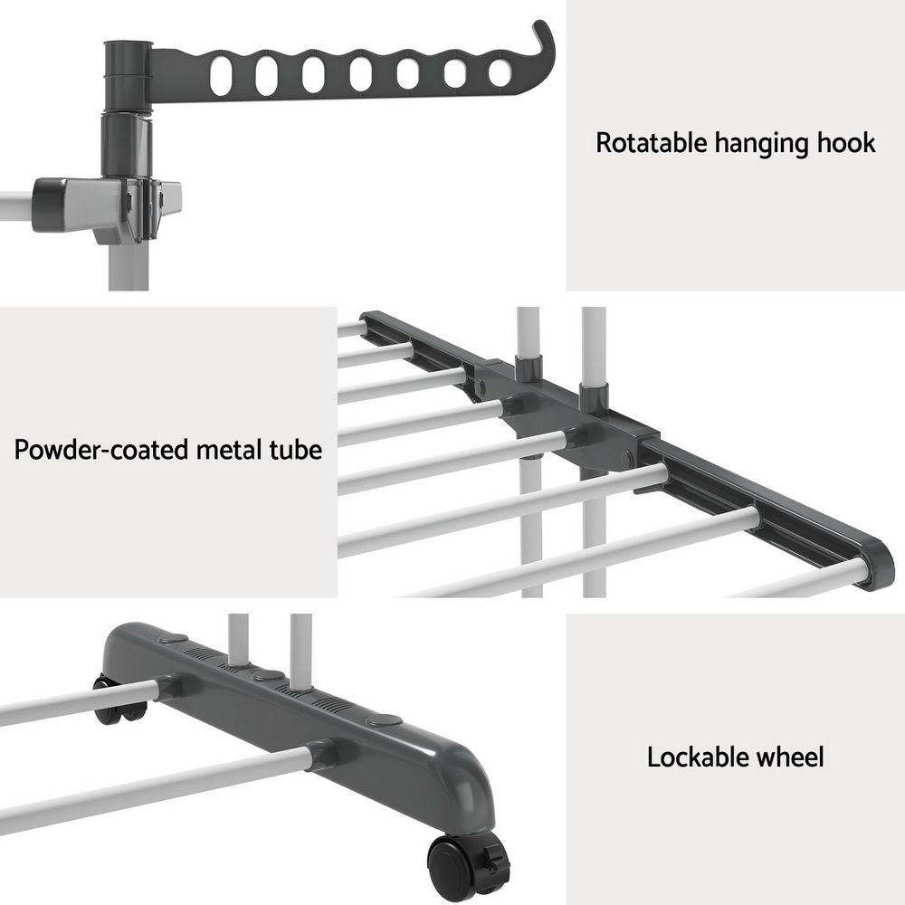 Artiss 2X Clothes Drying Rack 173cm Coat Airer Hanger Foldable