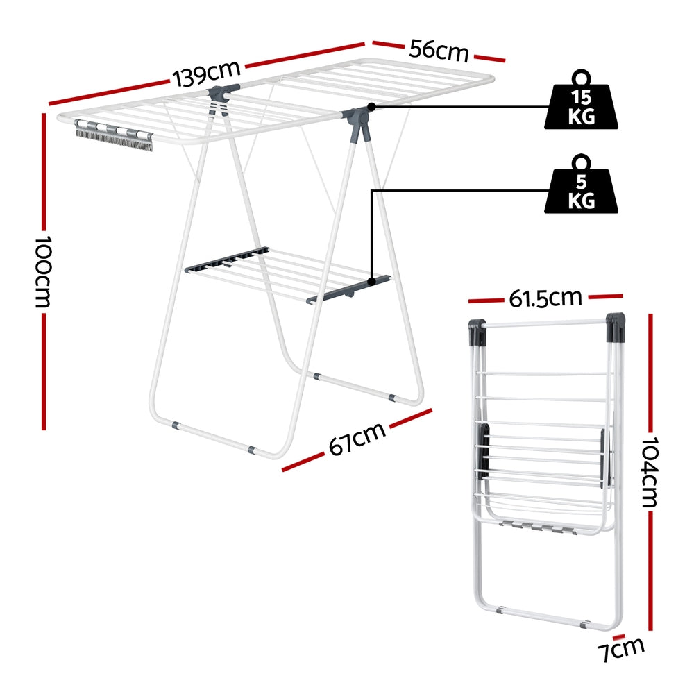 Coat Racks: Artiss 2 Tier Clothes Rack Airer Foldable 139CM White