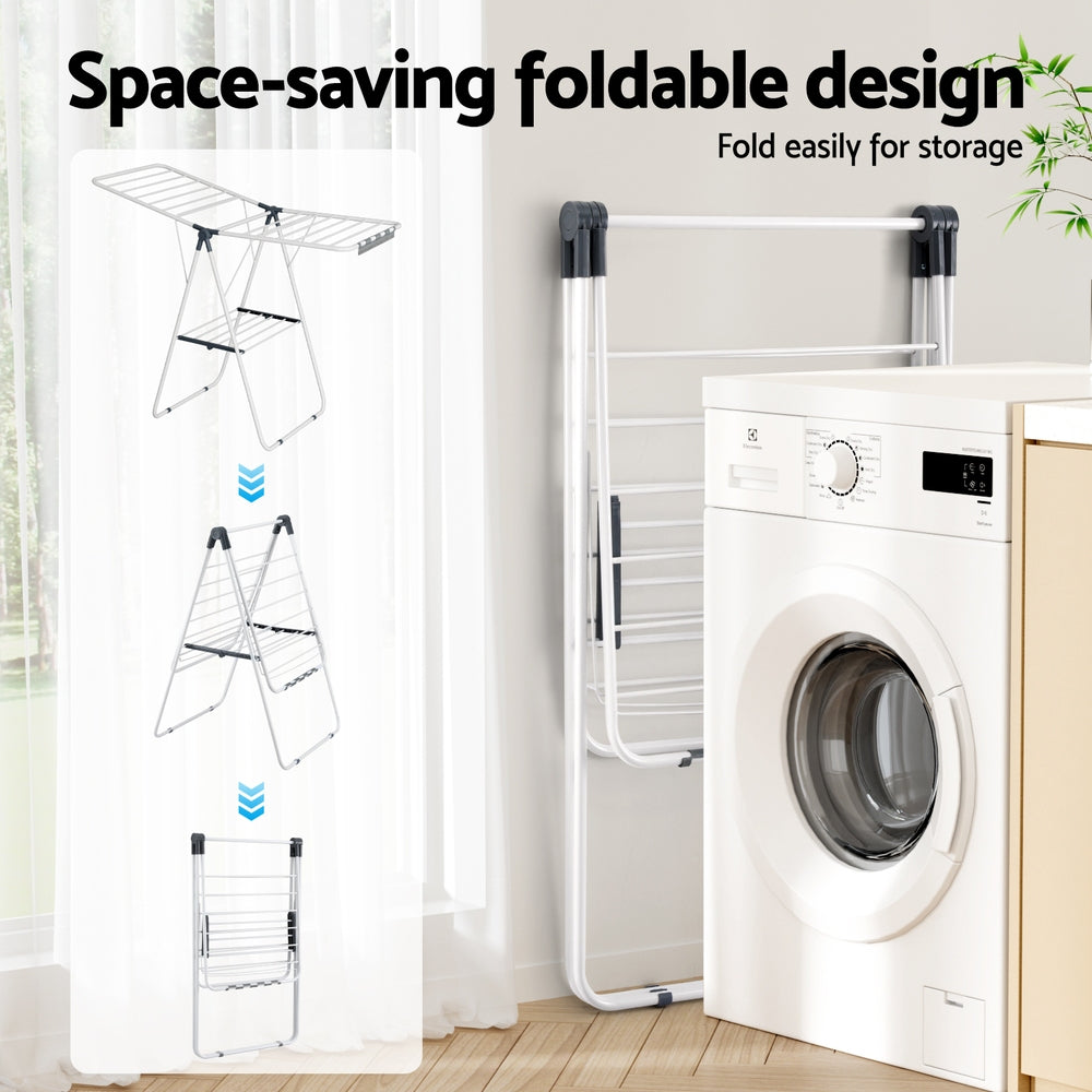 Coat Racks: Artiss 2 Tier Clothes Rack Airer Foldable 139CM White