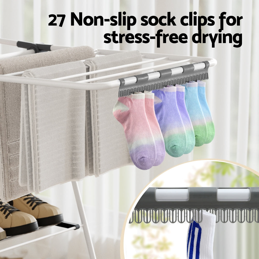 Coat Racks: Artiss 2 Tier Clothes Rack Airer Foldable 139CM White