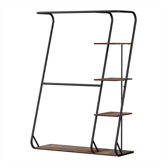 Artiss Clothes Rack Wardrobe Coat Stand 4-Tier Walnut