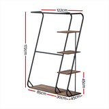 Artiss Clothes Rack Wardrobe Coat Stand 4-Tier Walnut