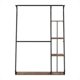 Artiss Clothes Rack Wardrobe Coat Stand 4-Tier Walnut